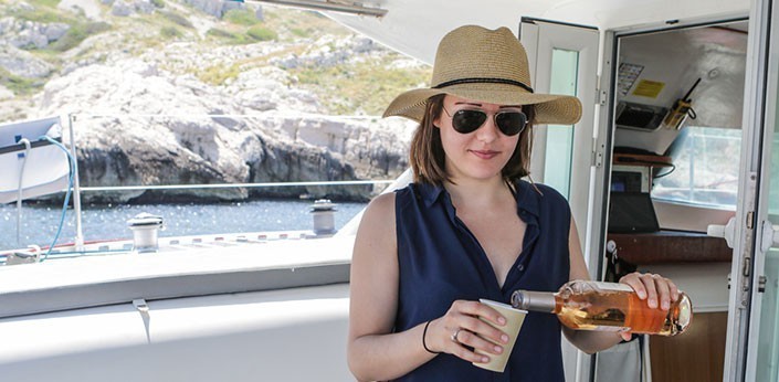 pic nic in the calanques on the catamaran