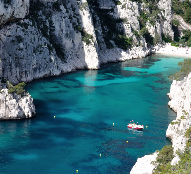 Lonely boat in En-Vau Calanque