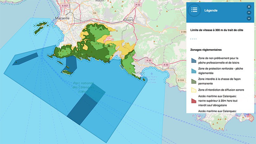 carte du parc national des calanques