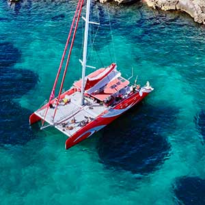 under the catamaran