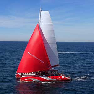 sunbath on the catamaran 